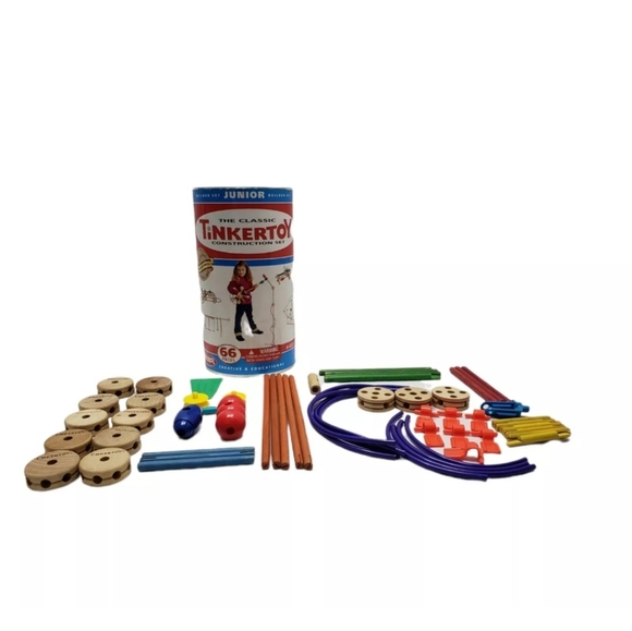 The Classic TinkerToy Construction Set 58 Pieces 4 pc Broken 2006 Read Below - Picture 1 of 12
